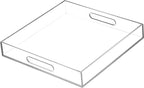 Clear Sturdy Acrylic Serving Tray with Handles-12x12 Inch-Serving Coffee,Appetizer,Breakfast,Butler-Kitchen Countertop Makeup Drawer Organizer-Vanity Table,Ottoman Tray