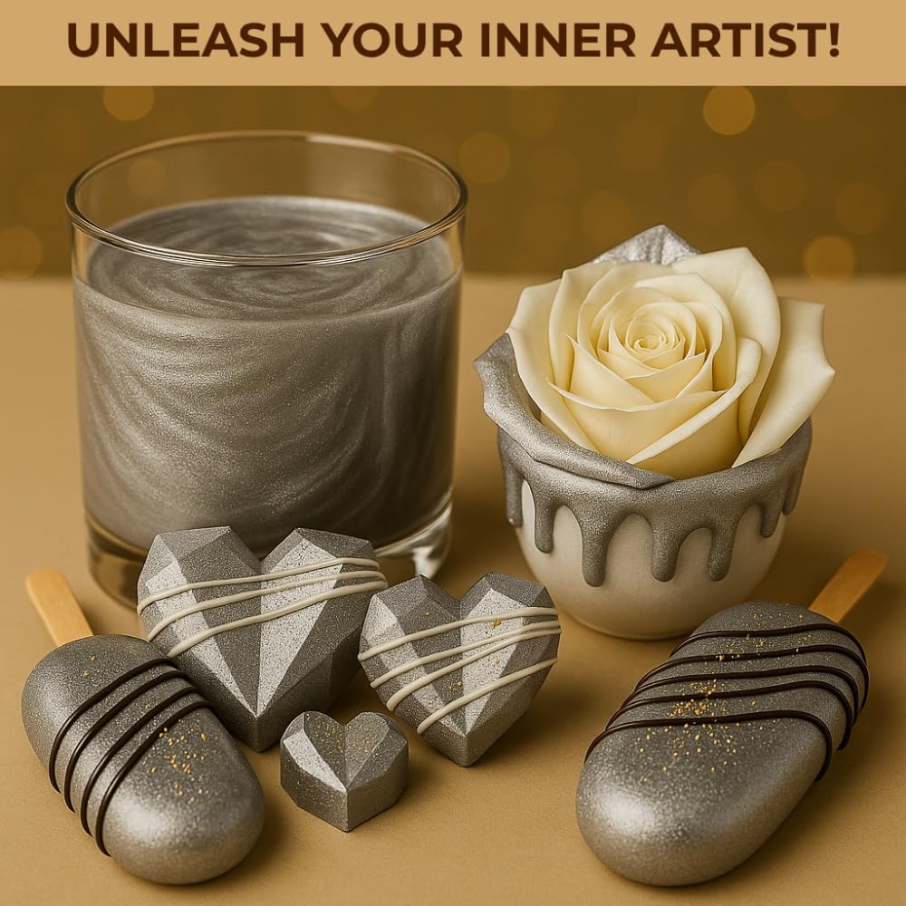 Bulk (20g) Silver Luster Dust Edible Glitter for Cocktails | Premium Edible Silver Luster Dust for Cake Decorations - Edible Glitter for Drinks Cupcakes Cookies Cakes Food Paint