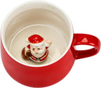 Santa Claus Ceramic Cup Hidden 3D Animal Inside Mug,12 oz Cute Cartoon Handmade Figurine Mugs,Christmas Birthday Surprise for Friends Family or Kids (Santa Claus)