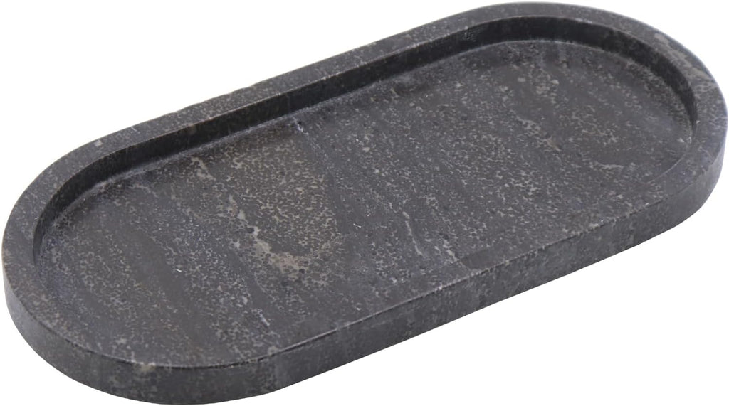 Natural Marble Tray, Oval Vanity Decorative Tray for Bathroom Counter, Countertop Stone Organizer, Catchall Tray for Kitchen, Perfume, Candles, Jewelry Dish Decorative Tray