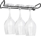 4 Pack Steamware Wine Glass Hanging Rack, Metal Stemware Holder Storage Wall Mount Under Cabinet Kitchen Bar Pub, Black