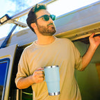 VEGOND 20 oz Tumbler Bulk with Handle Lid and Straw, Stainless Steel Insulated Travel Coffee Mug Set, Spill Proof Double Wall Metal Tumblers Cups, Mint Green 6 Pack