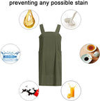 ZQFFB Pinafore Cross Back Apron for Women with Pockets Japanese Smock for Work Gardening Cooking Painting Baking
