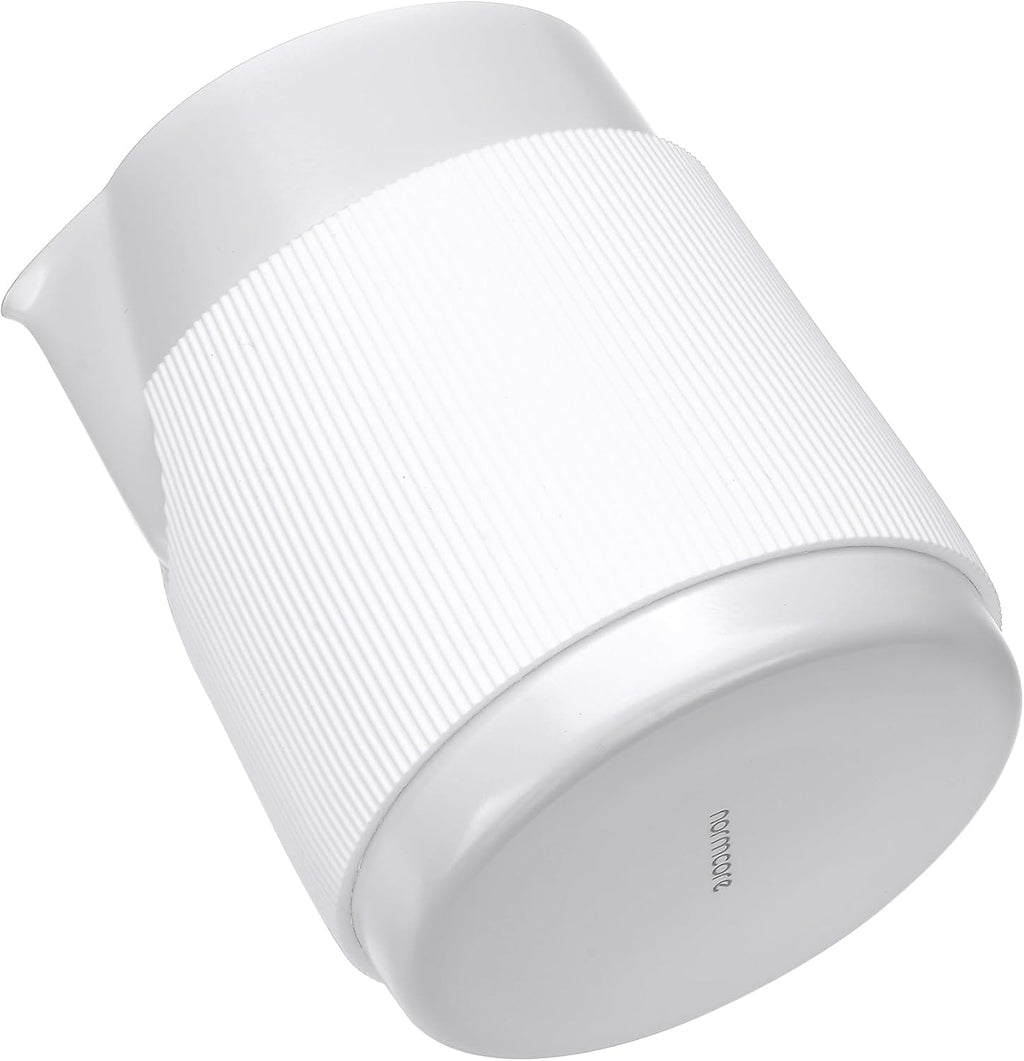 Normcore Handleless Milk Pitcher with Sharp Spout, 18/8 Stainless Steel Milk Frothing Jug, Coffee Latte Frothing Pitcher, Non-stick coating White, 20.3 oz (600 ml)