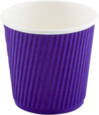Restaurantware-4 Ounce Ripple Insulated Coffee Cups, 500 Double Wall Corrugated Coffee Cups - Leakproof, Non-Slip, Royal Purple Paper Ribbed Coffee Cups, Recyclable, Matching Lids Sold Separately