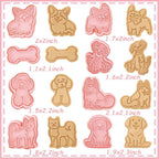 8 Dog Cookie Cutters Set, 3D Puppy Cookie Stamps, Cupcake Pancake Apple Pie Pastry Biscuit Molds, Cookie Baking Molds for Dog Party Decorations (Puppy-2)