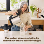 Almond Cow - Glass Pitcher with Lid and Spout, Bottle for Refrigerator, Clear Milk Jug, Food-Grade Glass Liquid Container, 60 fl oz Capacity (Pack of 8), 5 x 4 x 10 Inches