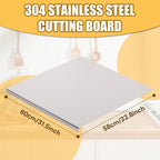 Stainless Steel Chopping Board Extra Large Cutting Board with Lip Stove Top Pastry Board Kneading Board Baking Board with Rolling Pin for Meat Vegetables Fruits Cheese Bread,31.5x 22.8 Inch