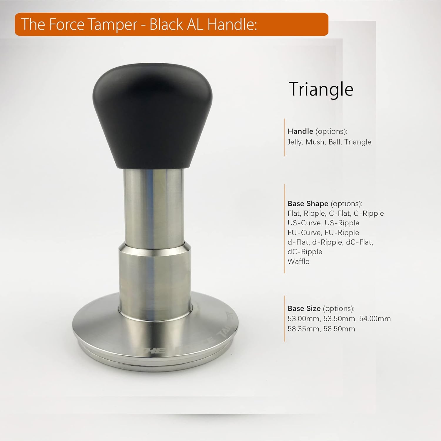 The Force Tamper Automatic Impact Coffee Tamper Adjustable Const Pressure and Autoleveling Standard Set Pro (Triangle, 58.50mm)