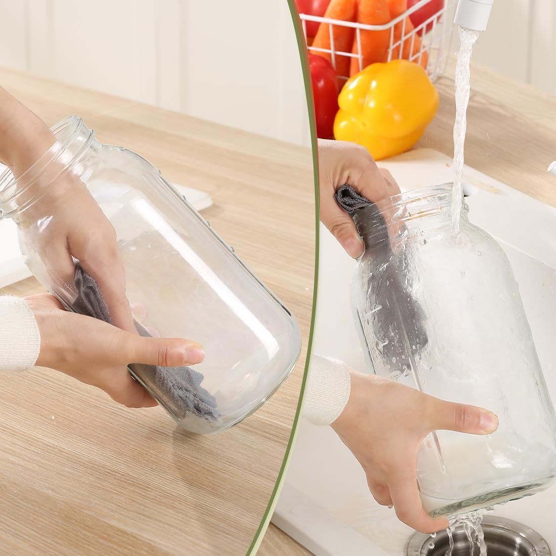 Glass Tea Pitcher with Wide Mouth Airtight Lid Leak Proof Fridge Container with Gray Lid Mason Jar for Water, Tea,Juice and Drinks (1 Pack-64OZ)