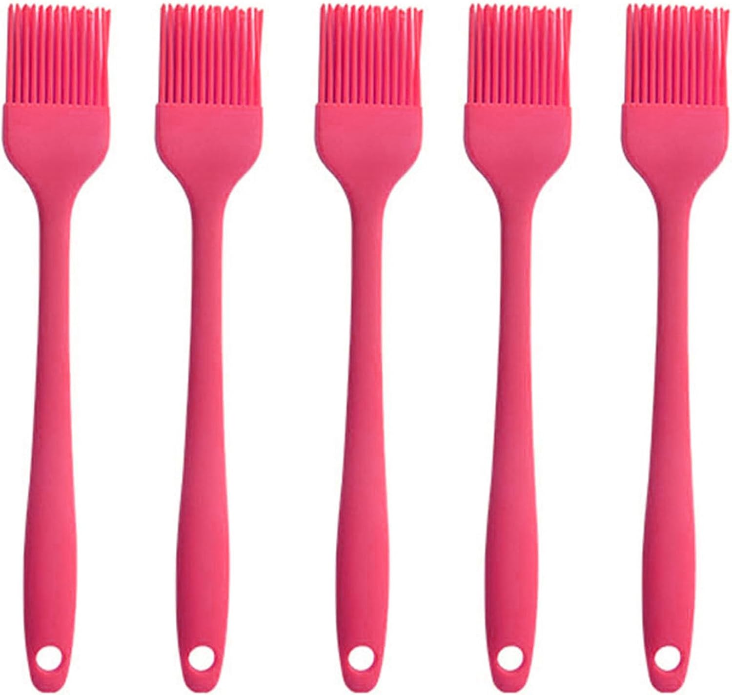 Silicone brush, Oil Brush for BBQ Kitchen Cooking Baking and Grilling（5 PCS,Rose Red)