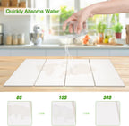 Large Dish Drying Mat for Kitchen Counter,24"×16"Fast Dry Pad Absorbent Countertop Mat, Heat-resistant Mat,Diatomaceous Earth Mats,White