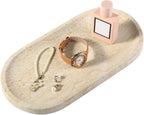 Koville Natural Marble Tray for Home Decor, 12"x6" Marble Vanity Tray for Dresser, Stone Perfume Organizer Jewelry Dish for Bathroom, Stone Catchall Storage Trays for Candles
