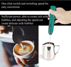 Delm Milk Frother Electric USB Stainless Steel Accessory - Frother Wand Foam Maker for Lattes - Milk Frother Handheld for Cappuccino, Frappe, Matcha, Hot Chocolate - Frother for Coffee (green)
