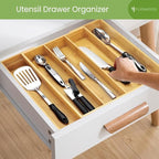 Bamboo Drawer Organizer, 2 Pack - Expandable Silverware Organizer & Utensil Drawer Organizer, Cutlery Tray with Dividers, 7-9 Slots - Premium Kitchen Organizer for Utensils & Flatware (Natural)