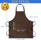 4 Pack Chef Apron, Adjustable Apron with 2 Pockets, Unisex Personalised Apron for Cooking, Kitchen, Restaurant