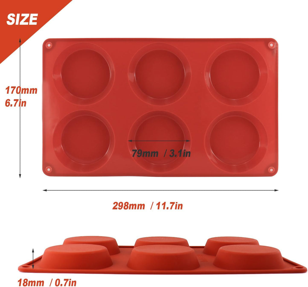 3-Pack Silicone Egg Molds - 3x0.7 Inch Round English Muffin & Breakfast Sandwich Maker, Reusable Non-Stick Baking Pan for Egg Patties, Whoopie Pies, Oven Safe