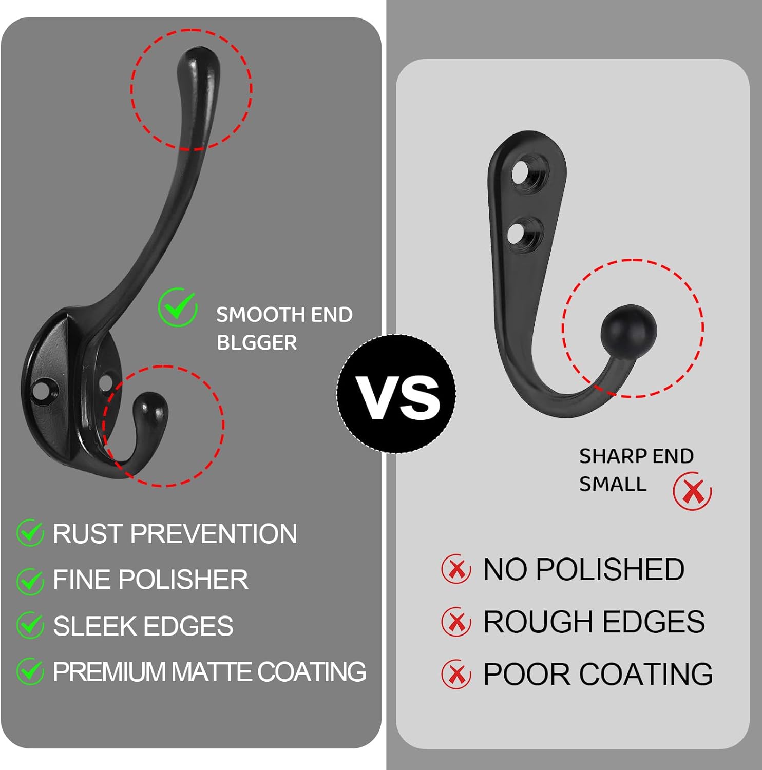 Wall Hooks for Hanging, 15-Pack Heavy Duty Metal Coat Hooks, for Living Room, Bathroom, Kitchen, Bedroom for Coat, Towel, Hat, Key, Closet, Bag (Black)