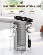 HAIOOU Airtight Coffee Canister, 16OZ Small Stainless Steel Coffee Bean Storage Container with Date Tracker, Measuring Scoop, CO2 Releasing Valves and Mini Tongs for Beans, Grounds and more - Silver