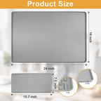 Silicone Coffee mat 24''x16'' – Non-Slip Bar Mat with Detachable Drying Layer for Espresso Machines, Countertops & Dish Racks-Gray