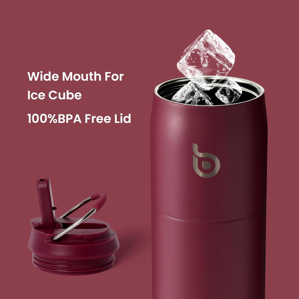 BOTTLE BOTTLE Stainless Steel Water Bottle with Straw and Lid, 32 oz Vacuum Insulated Cup,Stay Cold and Hot， Leak-Proof Wide Mouth Sports Water Bottles red