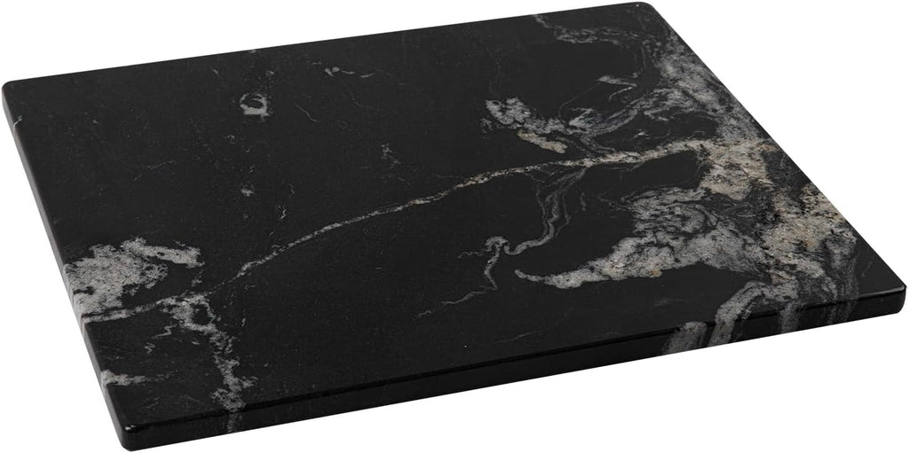 Black Marble Cutting Board For Kitchen, Large Marble Slab Pastry Board With Non-Slip Feet For Baking, Cheese, Charcuterie, Chocolate, 16x20 Inch
