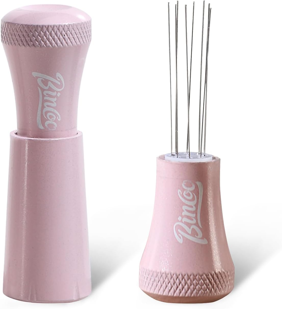 WDT Espresso Distribution Tool - Espresso Stirrer Tool For Barista, Espresso Tamper With Stainless Steel Retractable Needles (PINK)