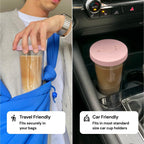 Dodoko Reusable Boba Cup and Straw Boba Tea Cup Bubble Tea Cup Reusable Iced Coffee Cup Cold Coffee Cup Smoothie Cup with Lid and Straw Smoothie Cup to go Smoothie Tumbler 17 oz - Bubble Pink