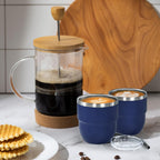 4oz Stackable Cup, Vacuum Insulated Espresso Cup Set of 6, Espresso Shot Cup for Coffee, Double Wall Stainless Steel Mini Tumbler Shot Glasses with Straw and Lid (A-navy6P, 4oz)