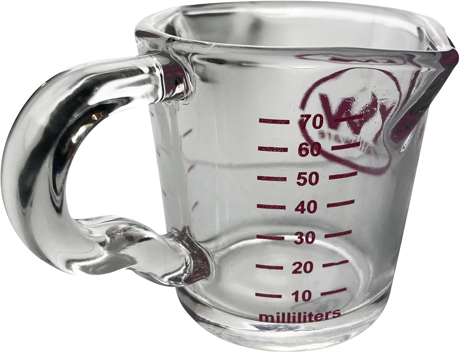 Rattleware 3 oz Espresso Shot Glass Pitcher with Handle & Pink Volume Marking - Genuine Barista Measuring Cup with ML & OZ Graduations - Durable Swift Espresso for Pouring Shots & Coffee