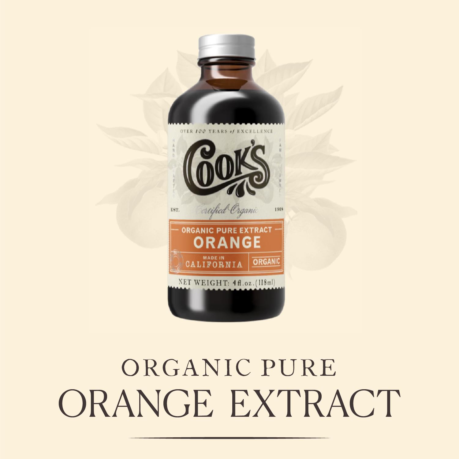 Cook's, Organic Orange Extract for Baking, Ice Cream, Cakes, Breads, 128 Ounces (1 Gallon)