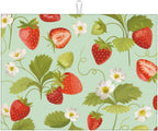 Large Dish Drying Mats For Kitchen Counter Microfiber Kitchen Drying Mat XL Draining Pad Absorbent Quick Drying Dish Mat 18x24 Inch - Strawberry