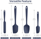 Heat Resistant Silicone Spatula Set: U-Taste 600ºF High Temp Seamless Food Grade Food Grade Flexible Rubber Silicon Kitchen Cooking Mixing Baking Scraper for Nonstick Cookware Set of 4 (Midnight Blue)