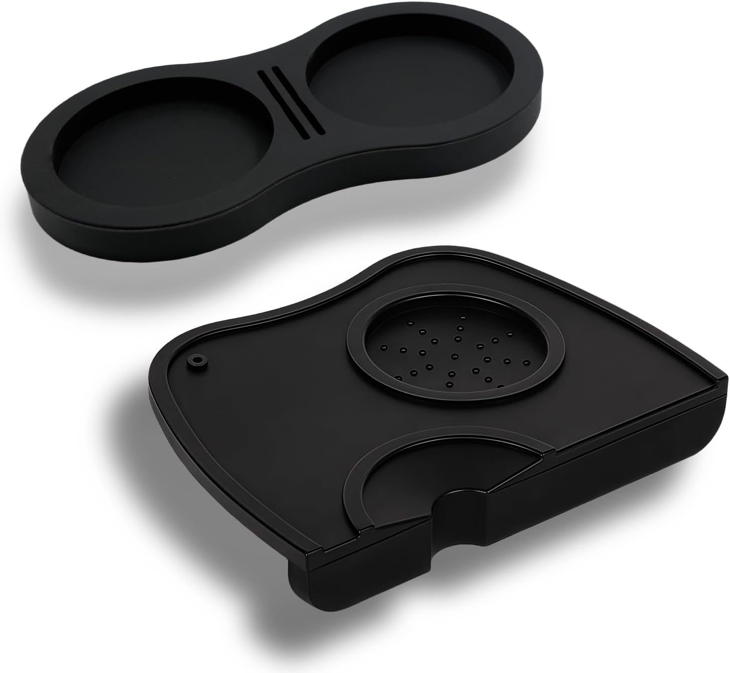 2-Piece Coffee Tamping Set with Silicone Tamper Mat & Tamper Holder | Storage Distributor/Tamper/Puck Screen | Essential Barista Espresso Accessories for Coffee Bar