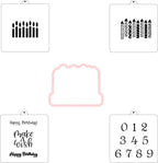 Birthday Cookie Cutter and Stencil Set Bundle Kit PYO Cookies Paint Your Own Diy Bakery Fondant Sugar Happy Birthday Wedding Baby Candle Kids Painting Coloring Pages Comb (Candle)