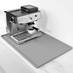 Rnivvi Silicone Coffee Mat, 16" x 24" Waterproof Raised Edge Coffee Bar Mats for Espresso Machine Station Accessories, Heat Resistant Dish Drying Pad for Kitchen Counter, Rubber Bar Decor Pad, Gray