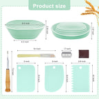Silicone Banneton, Sourdough Bread Baskets (Set of 6, 6.5 Inch), Oval Proofing Bread Bowls with Starter Kit, Bread Making Baking Supplies