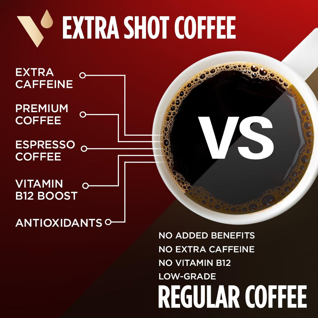 VitaCup Extra Shot Strong Coffee Pods, Bold & Intense Dark Roast w/Espresso Shot, High Caffeine, Vitamin B12, Antioxidants, Recyclable Single Serve Pod Compatible with Keurig K-Cup Brewers, 64ct