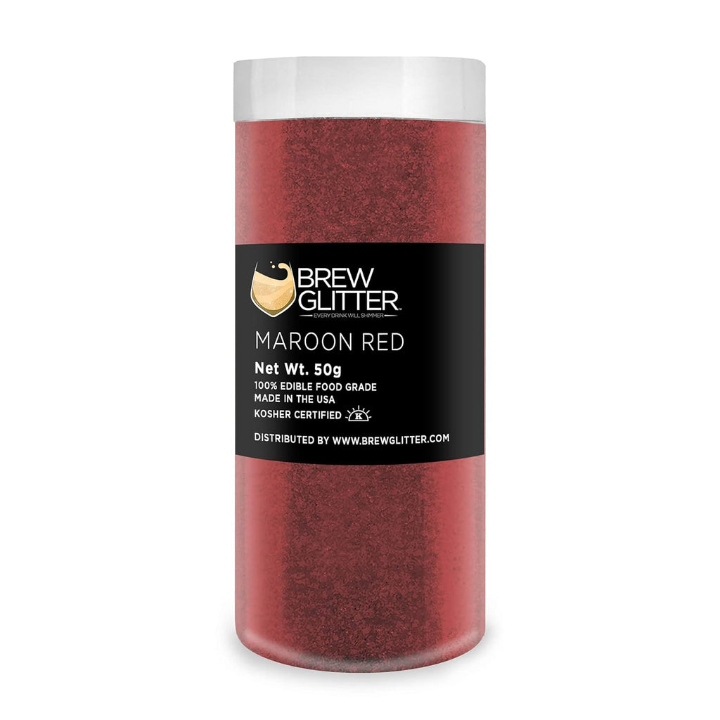 Maroon Red BREW GLITTER Edible Glitter For Drinks, Cocktails, Beer, Garnish Glitter & Beverages | KOSHER & HALAL Certified | 100% Edible & Food Grade | Vegan, Gluten, Nut Free (50g, Maroon Red)