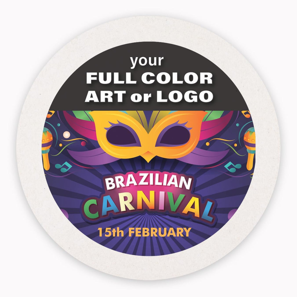 B.E. Green Custom Coasters - Pulpboard Personalized Coasters for Drinks - Full Color Print - Reusable & Absorbent - Beverage Coaster - Promotional Events & Celebrations - Pack of 50-4" Round Coaster