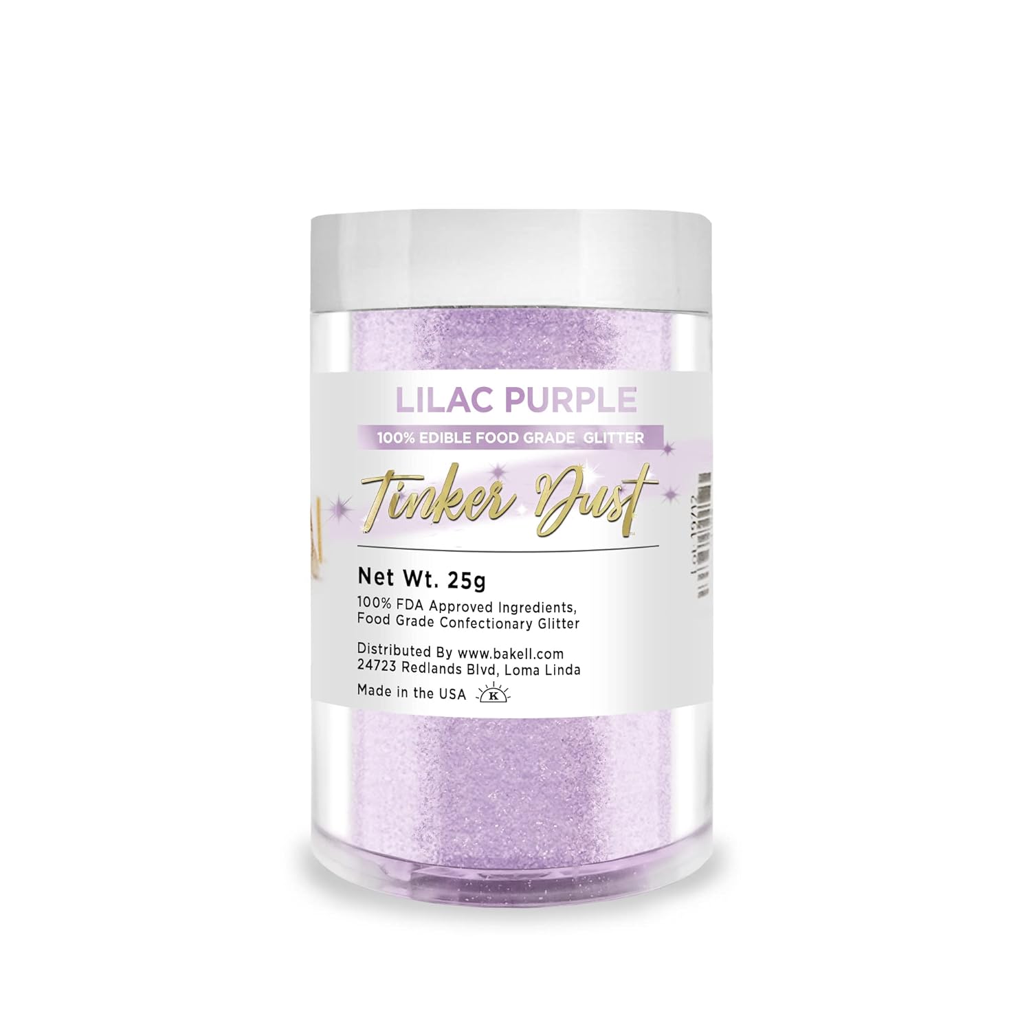 BAKELL Lilac Purple Edible Glitter, 25 Grams | TINKER DUST Edible Glitter | KOSHER Certified | 100% Edible Glitter | Cakes, Cupcakes, Cake Pops, Drinks, Dessert Vegan Glitter & Dusts (25g, Lilac Purple)