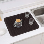 Silicone Dish Drying Mat for Multiple Usage,Easy clean,Eco-friendly,Heat-resistant Silicone Mat for Kitchen Counter or Sink,Refrigerator or Drawer Liner Coffee XL 18 inches x 16 inches
