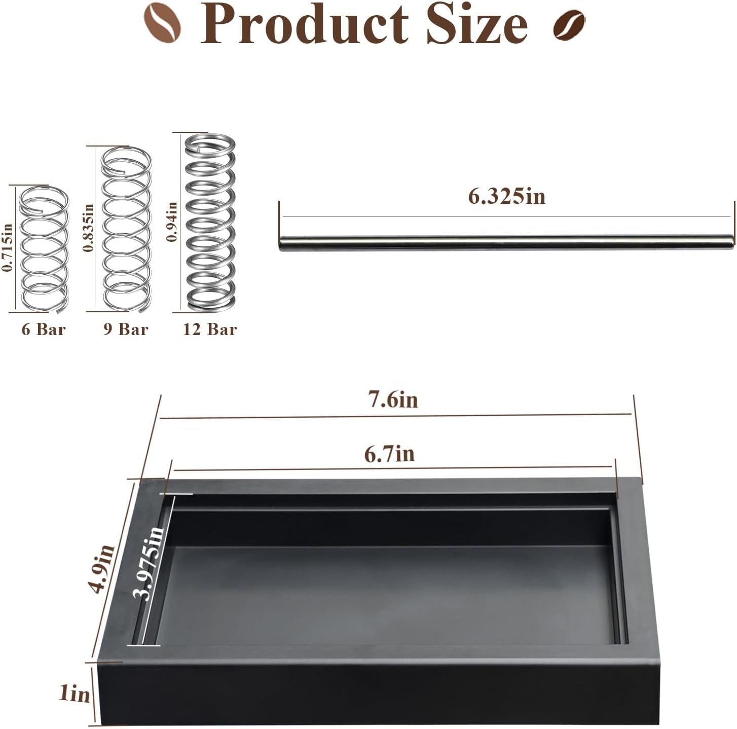 Low Profile Thin Drip Tray & 6 Bar 9 Bar 12 Bar OPV Spring Modification Kit & Long Stainless Steel Tube, Compatible with Gaggia Classic Pro Traditional Espresso Coffee Machine Parts