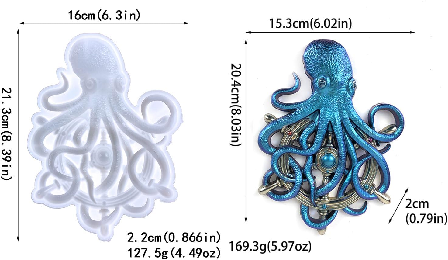 Octopus Resin Mold, Cute Silicone Octopus Epoxy Molds, 3D Large Animal Silicone Molds for Resin Casting, Wall Hanging, Desktop Ornament Home Decor (6), OSM-58