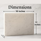 Marble Cheese and Pastry Board 16 x 12 Inch – Natural Carrara White Marble Cutting Board and Serving Tray for Dough, Bread, Pizza, Charcuterie – Heavy, Non-Slip, Gift-Ready.