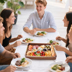 Acacia Wood Serving Tray with Handles, 17x13 Inch Ottoman Tray for Coffee Table,Candle Display,Breakfast in Bed, Large Wooden Decorative Tray with Non-Slip Pads, for Kitchen, Dining, Home Decor