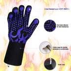 Comsmart BBQ Gloves, 1472 Degree F Heat Resistant Grilling Gloves Silicone Non-Slip Oven Gloves Long Kitchen Gloves for Barbecue, Cooking, Baking, Cutting