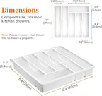 Lifewit Silverware Organizer with Lid, Covered Utensil Tray for Kitchen Drawer and Countertop, Plastic Cutlery and Flatware Storage Box for Spoons Forks Knives Holder Case, 6 Compartments, White