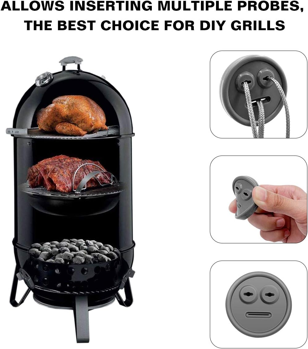 3 Pack Meat Thermometer Probe Grommet for Grill, Replacement for Weber 85037 Smokey Mountain Cookers Accessories, and Other Grills DIY Probes Port