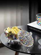 MAGCOLOR Elegant-Hand Painted Colorful Large Crystal Glass Candy Box,Christmas Candy jars with Lid,Storage Jewelry Jar,Candy dish covered,Great Gift for Family Friends-24 oz-Cute Candy servers.